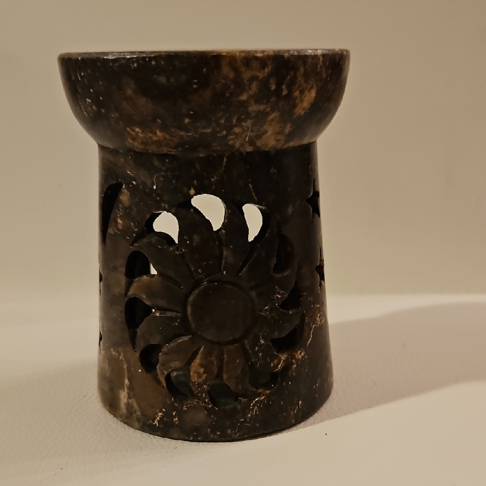 Celestial Hand Carved Natural Indian Soapstone Stone Essential Oil Burner